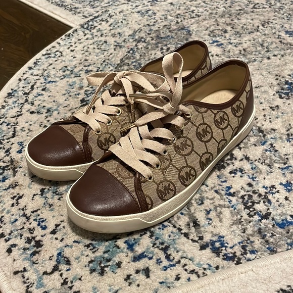Michael Kors Leather Canvas Logo Tennis Shoes - Picture 1 of 7